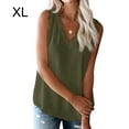 thumbnail image 1 of Camiseta de mujer Encaje Cuello en V Sin mangas Blusa informal Top de verano, Verde, XL tholdsy AP001334-19, 1 of 7