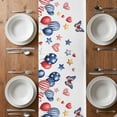 thumbnail image 6 of Independence Day Table Runner - 72 Inch Long, Kitchen Dining Table Runner Dresser Scarves, Flag Balloons Butterflies Watercolor Farmhouse Decor for Coffee Tables Wedding Party Banquet, 6 of 8
