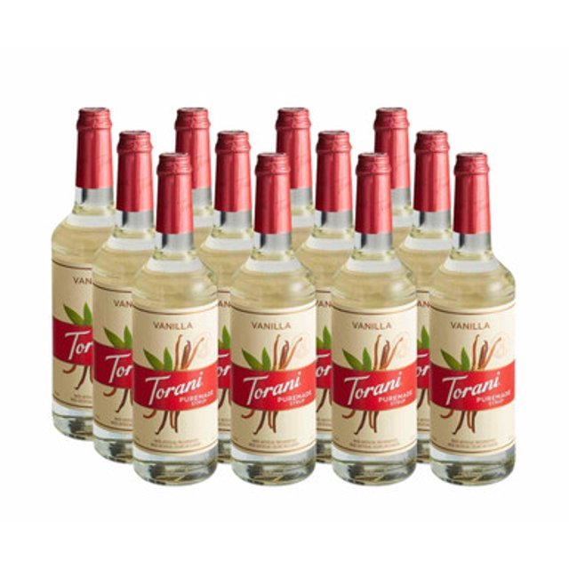 Torani Puremade Vanilla Syrup – Clean-Label Premium Bean Essence, 750 mL (25.36 oz) Glass Bottle – Bulk 12/Case