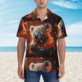 thumbnail image 2 of Fotbe Cute Maple Leaf Koala Camisa Hawaiana para Hombre Unisex – Camisa Casual de Verano con Botones de Manga Corta de Algodón y Lino,Medium, 2 of 7