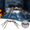 thumbnail image 2 of 1Pcs Giant Spider Halloween Decorations, Outdoor Indoor Decor Scary Large Tarantula Prop with Red LED Eyes for Yard Lawn Haunted House Party Setup Brown 47.2 Inch, 2 of 8