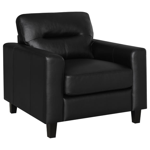 Coaster Scotland Faux Leather Upholstered Track Arm Chair in Black