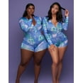 thumbnail image 1 of Combinaison à Manches Longues pour Femmes, Décolleté en V Profond, Justaucorps, Grenouillère, Hauts, Vêtements de Nuit, Pyjamas, 1 of 4