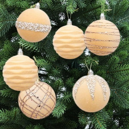 Flocked Christmas Tree Ornaments 1PC,-Pack 8cm Holiday Decor Balls for Festive Tree Trimming and Seasonal Home Decor(Khaki)