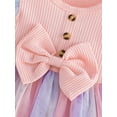 thumbnail image 4 of Coduop Kids Toddler Girls Summer Rainbow Mesh Dress Bowknot Ruffle Sleeve Princess A-line Dress, 4 of 6