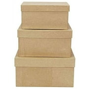 Factory Direct Craft Unfinished Paper Mache Square Boxes with Lids Package of 3