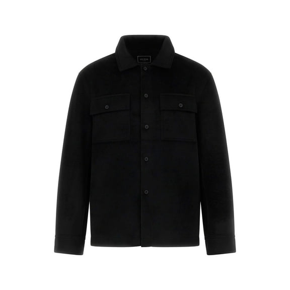 GUESS Men's Kingsley Felt Overshirt, Jet Black