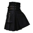 thumbnail image 3 of XIAONU Pleated Kilt For Men Adjustable Strap Retro Skirts Multi Buckle High Waist Stretchy Outdoor Skirt, 3 of 3