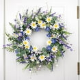 thumbnail image 5 of Blue Spring Wreath for Front Door, 17.7-Inch Summer Door Wreath with Wildflowers and Lavender, Indoor Outdoor Wall Porch Home Decor, A, 5 of 9