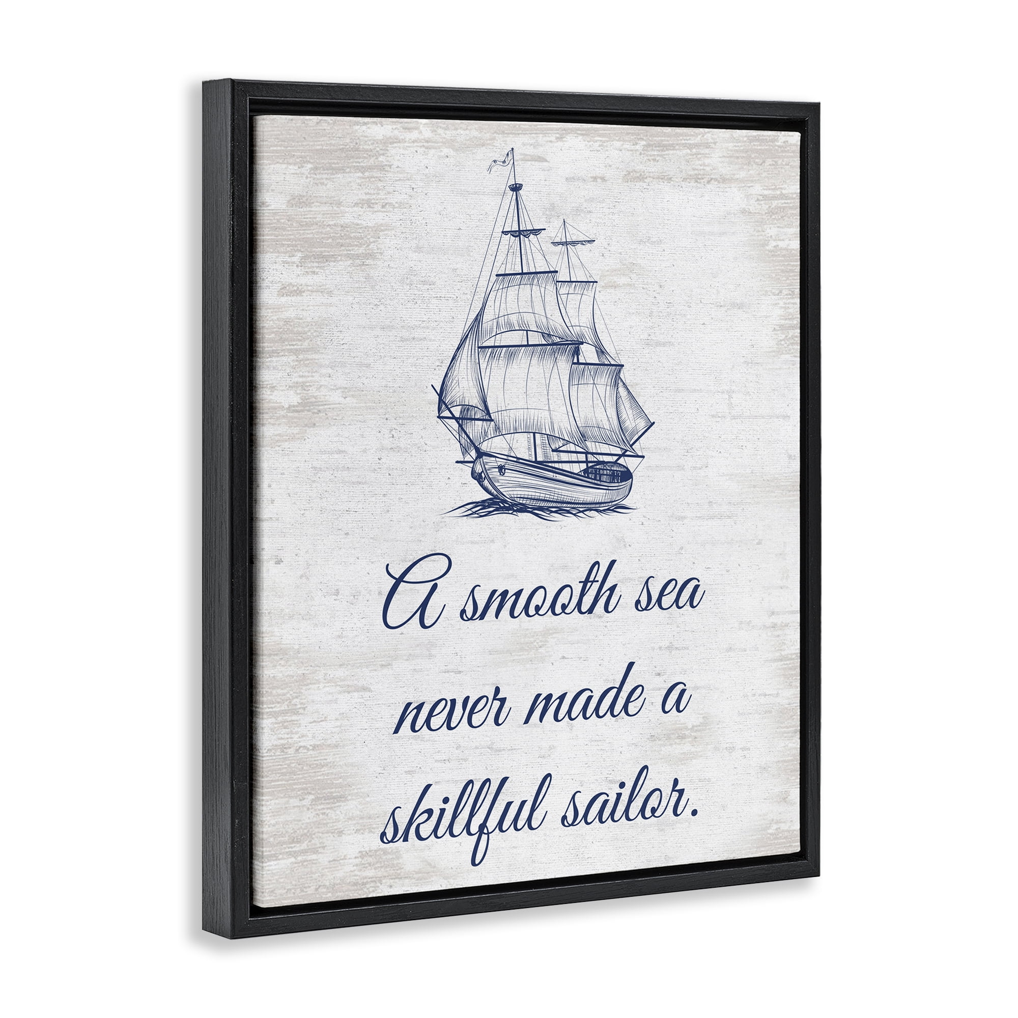 Stupell Industries Inspiring Skillful Sailor Transportation Painting Black Floater Framed Canvas Art Print Wall Art, 25 x 31