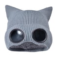 thumbnail image 1 of Gorro de invierno informal perfecl con orejas de gato gris, 1 of 8