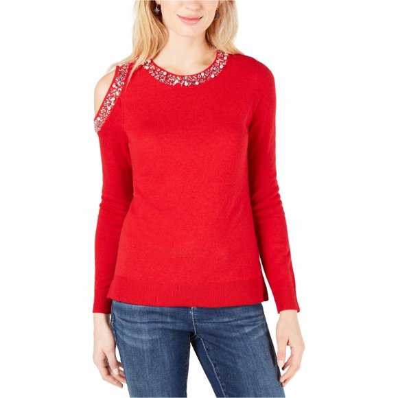 INC suéter adornado para mujer, rojo, extragrande