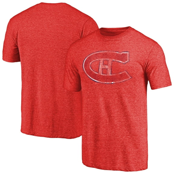 Men's Red Montreal Canadiens Throwback Vintage Logo Tri-Blend T-Shirt