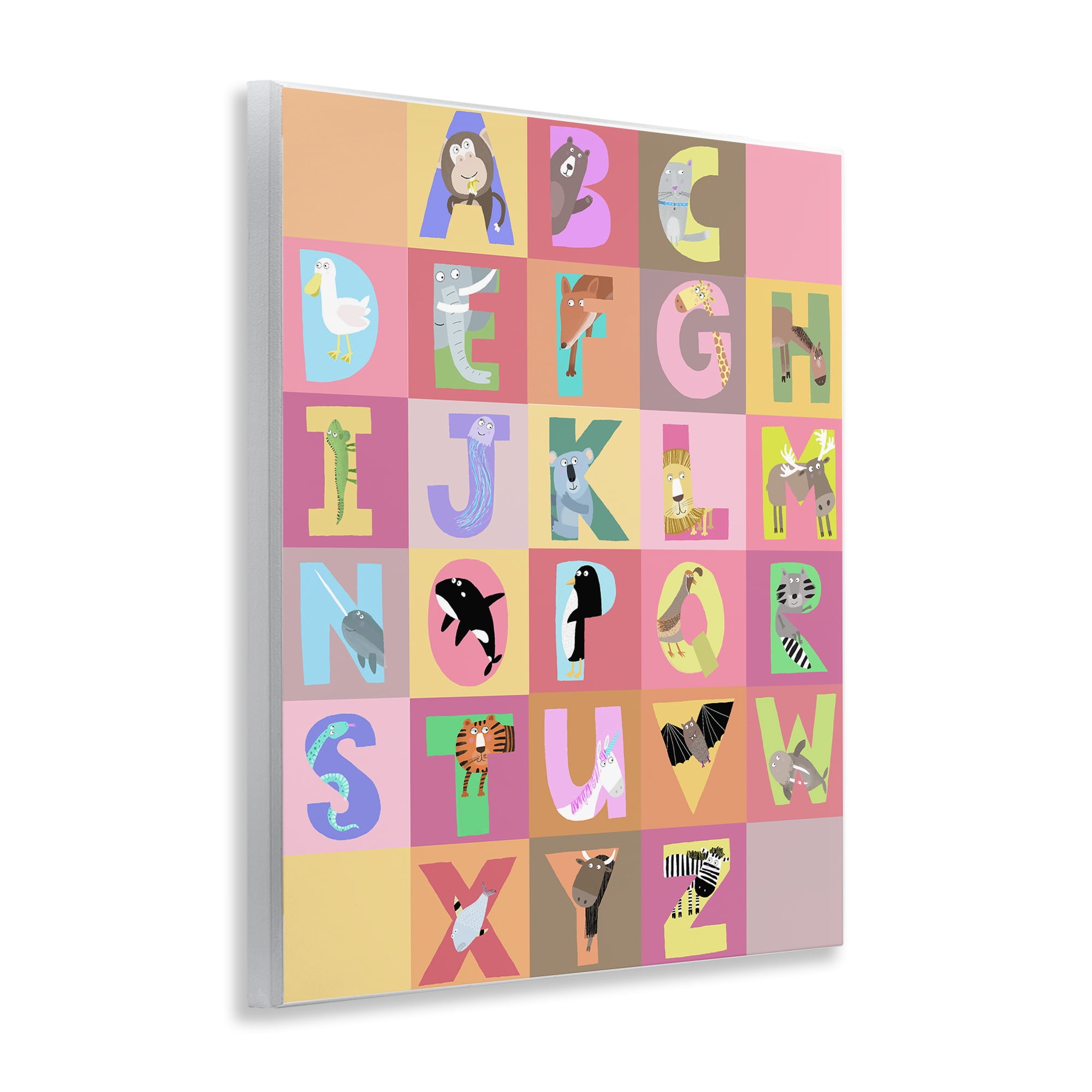 Stupell Industries Animal Alphabet in Pink Wall Plaque Art, design by Carla Daly