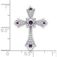 thumbnail image 3 of 14K White Gold Amethyst And Diamond Fleur De Lis Cross Chain Slide (Width 18.5) (Length 25.2) - Jbsp, 3 of 5