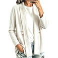 thumbnail image 2 of QIYAGBSA Womens Velour Cardigan Soft Open Front Shawl Collar Long Sleeve Decorative Button Casual Fall Winter Outerwear Sweaters(White, XL), 2 of 5