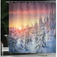 thumbnail image 4 of Ambesonne Forest Shower Curtain, Sunrise at Wintertime, 69"Wx75"L, White Red, 4 of 5