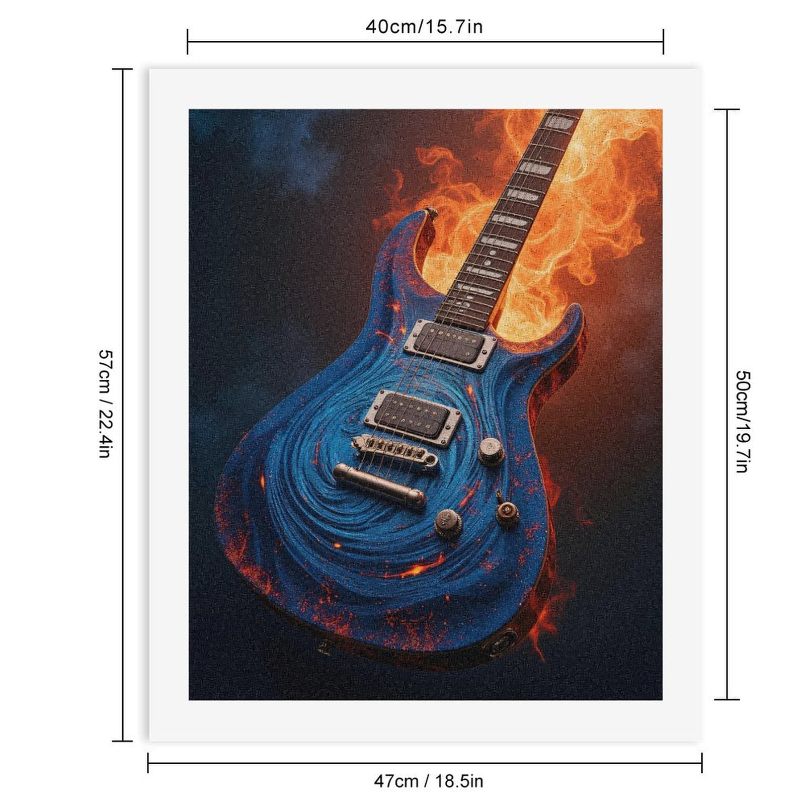 Paint By Numbers Kit for Adults Beginner - Guitar Flames Swirl Blue Art DIY Canvas Painting Kits for Adults, Frameless Paint By Number for Adults for Home Wall Decor 16x20 Inch