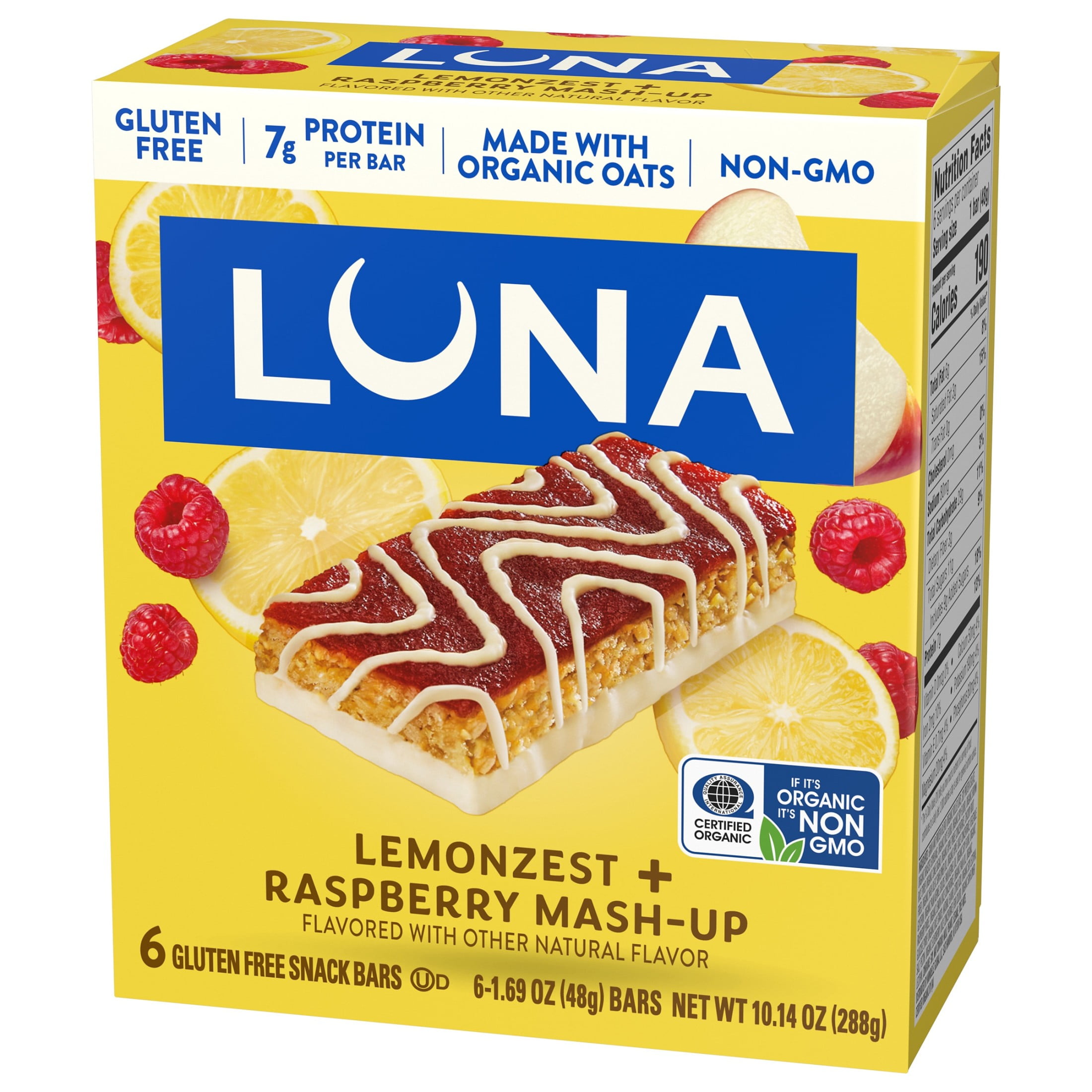 LUNA Mash-Ups, LemonZest + Raspberry, Gluten-Free, Non-GMO, 7-9g