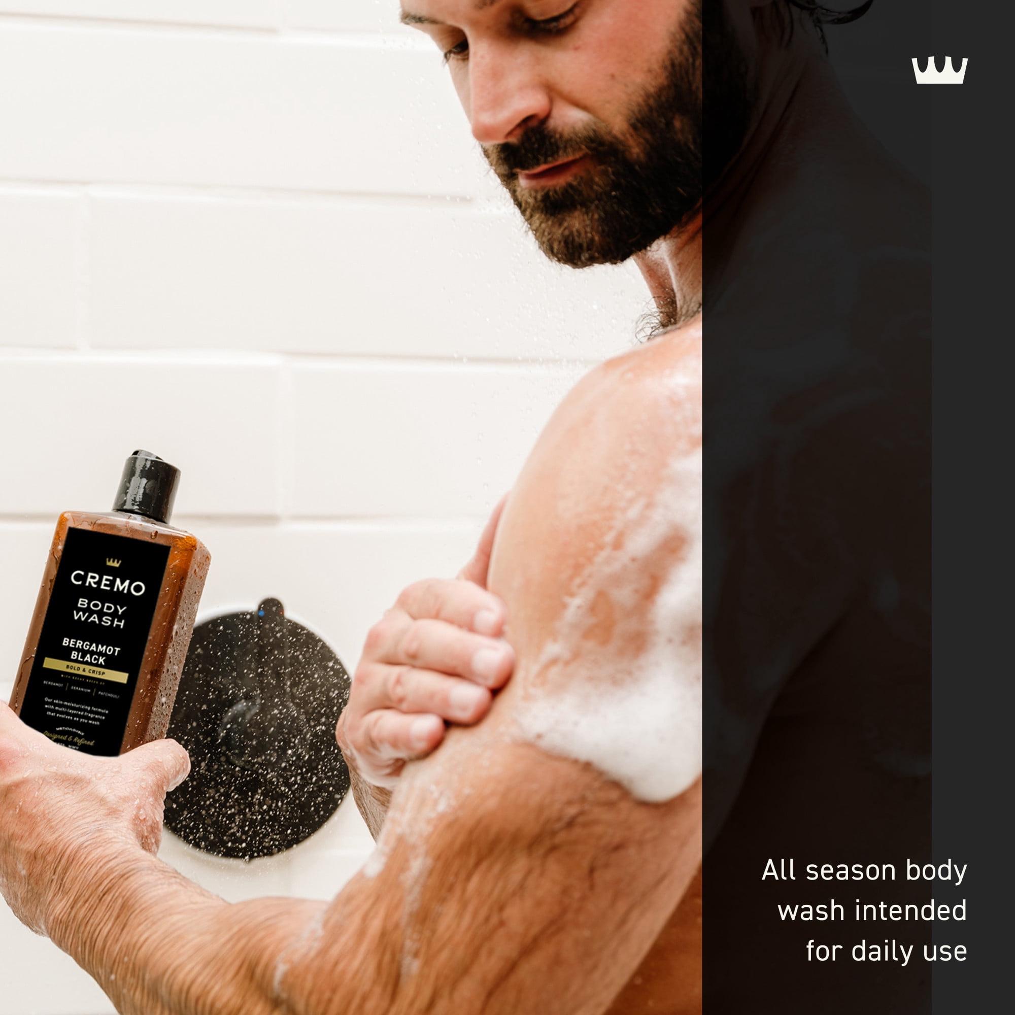 Cremo Men's Body Wash, Bergamot Black Scent, 16 fl oz
