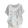 thumbnail image 1 of Birdeem Blouses pour Femmes Mode Imprimée Confortable Ample Manches Courtes Blouse Boutonnée Col Rond Décontracté, 1 of 12