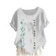 thumbnail image 1 of Blusas de Manga Corta para las Mujeres Impreso Cómodo Suelto Botón Corte Cerradura Casual Cuello Redondo Superior, 1 of 3