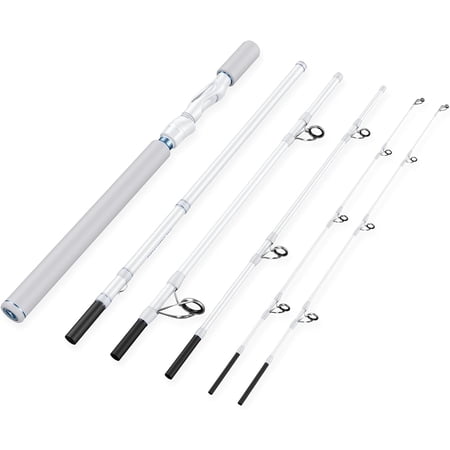 Travel Fishing Rod 7 6 Medium-Heavy Power 5-Piece Spinning Rod with Extra Tip IM6 Graphite Blank Stainless Steel Guides Ceramic Rings Split EVA Handle