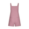 thumbnail image 5 of IROINNID Discount Cotton Jumpsuit Shorts for Women Spring Summer Solid Color Pocket Button Leisure Suspenders Pants Cotton And Linen Shorts Jumpsuit,Pink, 5 of 6