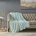 thumbnail image 3 of Madison Park 100 Percent Polyester Solid Brushed Long Fur Throw in Aqua Blue, 3 of 8