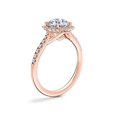 thumbnail image 3 of 0.95 T.C.W Round Shaped Genuine Diamond Stunning Halo Wedding Ring for Women Solid 14K Rose Gold Size 3.5, 3 of 8