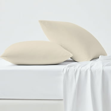 100% Cotton King Pillowcases, 600 Thread Count Wrinkle-Resistant, Soft & Silky Sateen 2-Piece Set Ivory by Aireolux