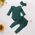 thumbnail image 2 of masbird Newborn Infant Baby Girl Clothes Outfits Ruffle Romper Floral 3Pcs Pants Sets Toddler Girls Clothing Set,Green,3-6 M, 2 of 5