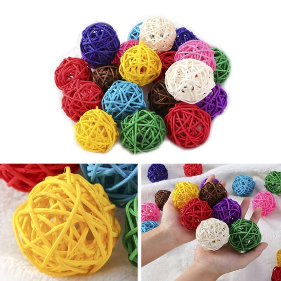 SASABAXI Mini Wicker Rattan Balls Assorted Color 3cm for Families 10Pcs