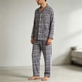 thumbnail image 5 of HOOMEUMY Men's Cotton Pajamas Set Classic Turtleneck Cardigan Long Sleeve Soft Comfortable Home Wear, 5 of 6