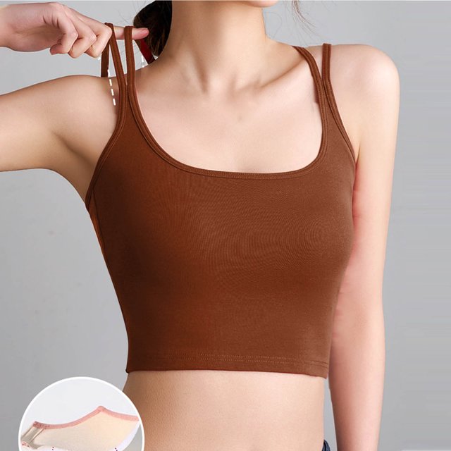 JMKQLZ Mode Camisoles Décontractées d'Été pour Femmes Couleur Unie à Bretelles en Forme de U