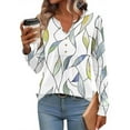 thumbnail image 2 of Maplenight Long Sleeve Shirts for Women Henley V Neck Tunic Tops Casual Loose Fit Floral Blouses Fall Fashion Outfits, 2 of 5