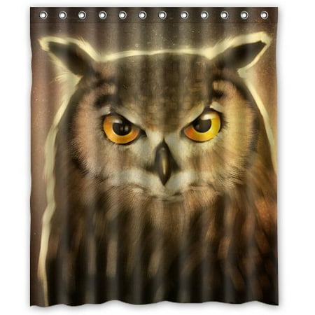 Owl Bath Accessories GreenDecor Birds Art Owls Animals Waterproof Shower Curtain Set with Hooks Bathroom Accessories Size 60x72 inches ()