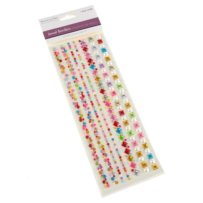Self Adhesive Gemstone & Pearl Medley, 7 Strips, 10inch