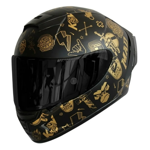 Casco Para Moto Kov Aircut Smash Oro Negro Mica Humo Talla M KOV Aircut Smash