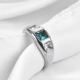 thumbnail image 2 of PAURO Women's Stainless Steel Minimalist Blue White Zirconia Rings Inlay 3 Stone Wedding Statement Band Silver Size 7, 2 of 5