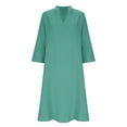 thumbnail image 5 of Dresses for Women, Fall Dresses for Women 2026 V Neck 3/4 Sleeve Modest Church Dresses Comfy Teacher Dress with Pockets, 5 of 8