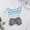 thumbnail image 1 of Suéter de rayas con pantalones para muñecas de moda de 2 piezas, accesorios de ropa en miniatura para muñecas de 15 a 17 cm, regalos de año Nuevo Pantalones a cuadros, 1 of 9
