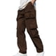 thumbnail image 2 of Pantalones largos para hombre, moda informal, cómodos, sólidos, con bolsillos, con cordón ajustable, pantalones regulares de poliéster para hombre., 2 of 7