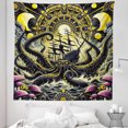 thumbnail image 2 of Ambesonne Gothic Tapestry Queen Size, Kraken Monster Mythical Art, 88"x88", Mustard Pink and Dark Grey, 2 of 3