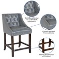 thumbnail image 2 of Carmel Series 24" High Transitional Tufted Walnut Counter Height Stool with Accent Nail Trim in Brown Fabric, 2 of 9