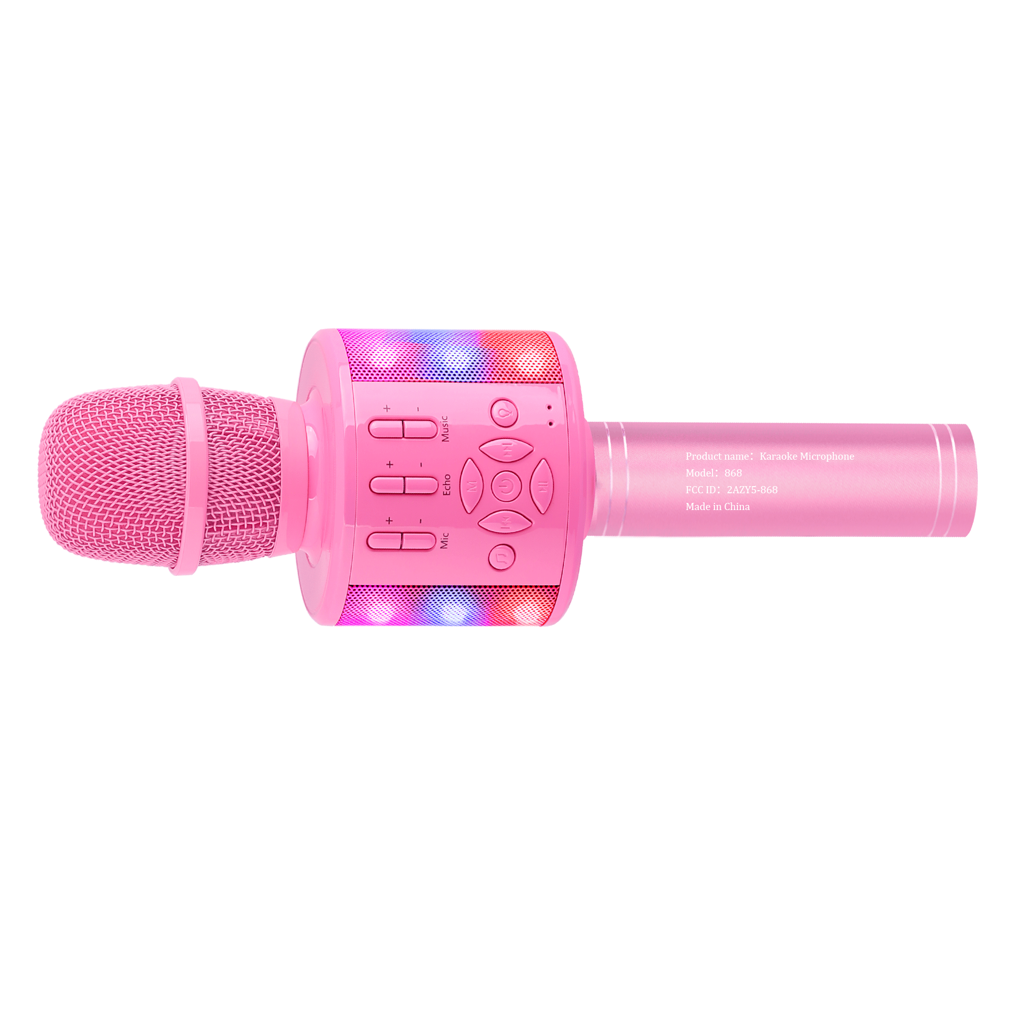 Bonaok Bluetooth Wireless Karaoke Microphone, Portable Handheld Karaoke Machine with LED Lights, Bluetooth Microphone Speaker Singing Gift for Kids Adults(Pink)