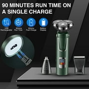 Obacre Electric Shaver Razor for Men, 3 in 1 Mens Cordless LED Display IPX7 Waterproof Nose Hair Beard Trimmer Grooming Kit with Wet Dry Rechargeable Use