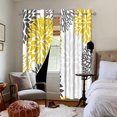 thumbnail image 3 of Pbobriich Yellow Gray Blackout Curtains,Dahlia Floral Drapes Thermal Insulated Window Curtain for Bedroom 52x84 Inch Set 2 Panels, 3 of 5