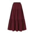thumbnail image 1 of hirigin Women's Cotton linen Pleated Big Hem Long Skirts Juniors Solid Color Elastic Waist Maxi Skirt Casual Daily Wear, 1 of 6