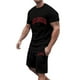 thumbnail image 4 of Conjunto de Sudadores de Hombres Impresión Casual Deportes de Manga Corta Cuello Redondo, Traje de Deporte de 2 Piezas con Pantalones de Corredores de Cintura Elástica, 4 of 4